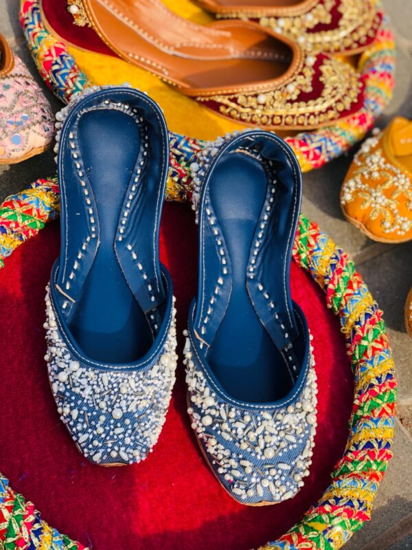 Blue Dabka Embroidery Khussa