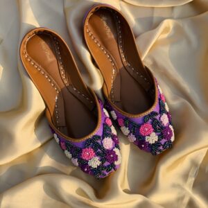 Purpal Flower Moti Ladies Khussa