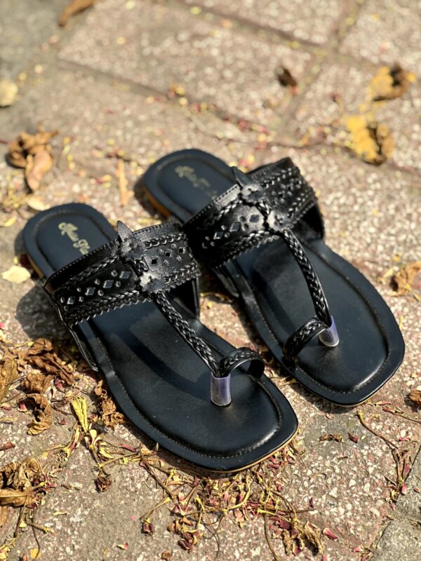Black Indian Ladies Kolhapuri Chappal