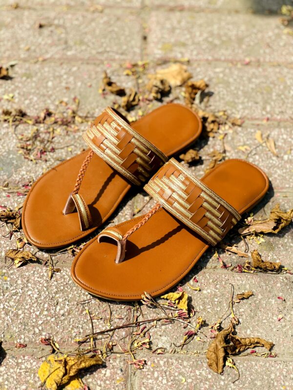 Orange Kolhapuri Chappal