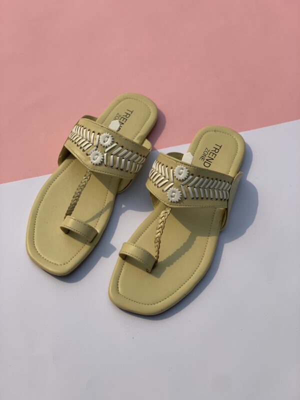 Light Mustard Kolhapuri Chappal - Image 2