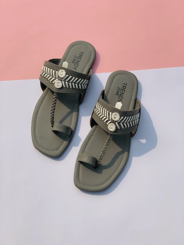 Slate Indian Kolhapuri Chappal - Image 3