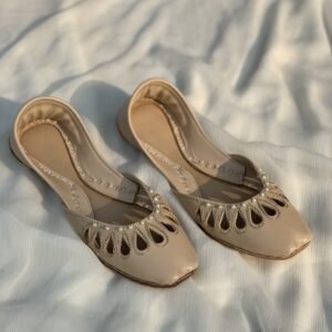 Cream Cut Work Ladies Khussa