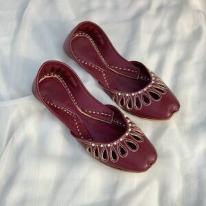 Maroon Cut Work Ladies Khussa