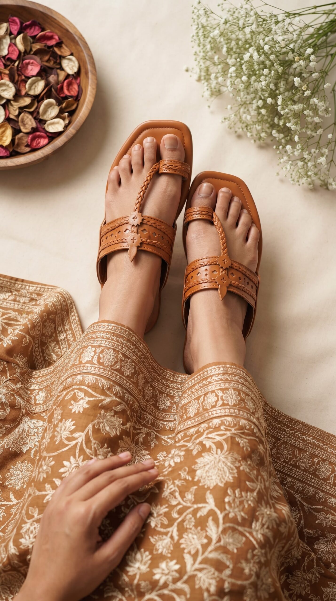 Brown Indian Ladies Chappal - Image 2