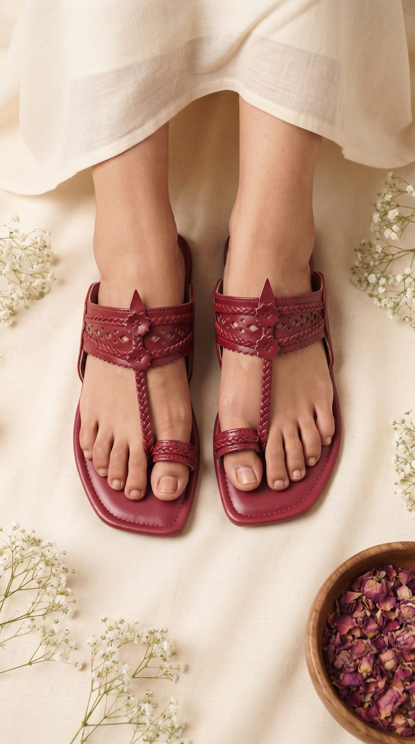 Maroon Indian Ladies Chappal - Image 2