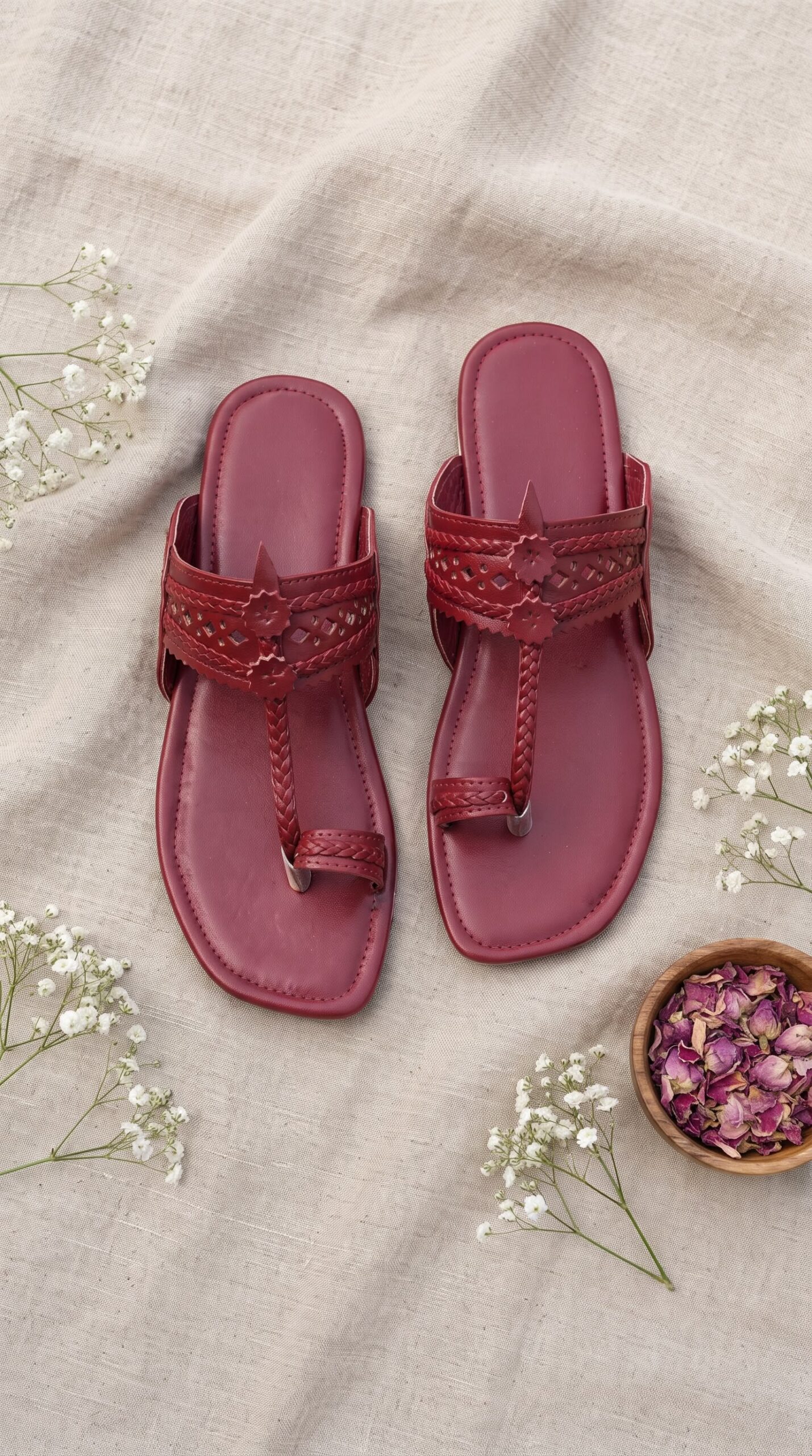Maroon Indian Ladies Chappal - Image 3