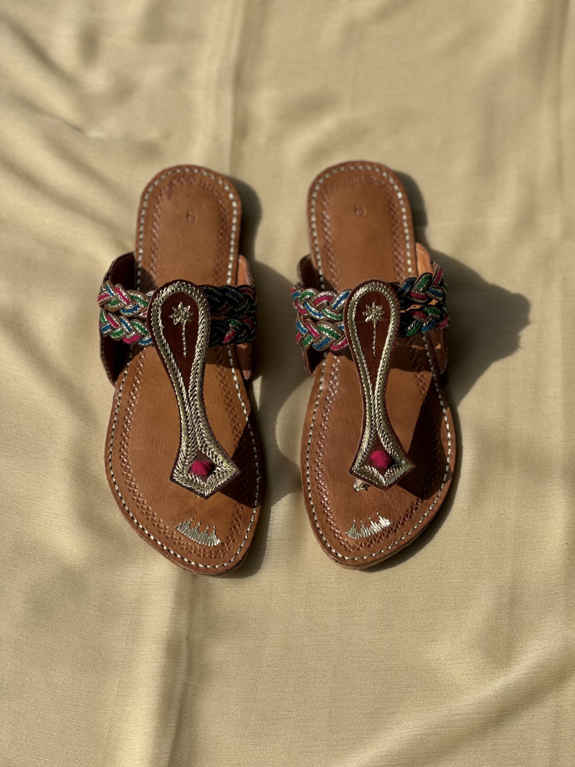 Brown Multi Tie Kolhapuri Chappal - Image 2
