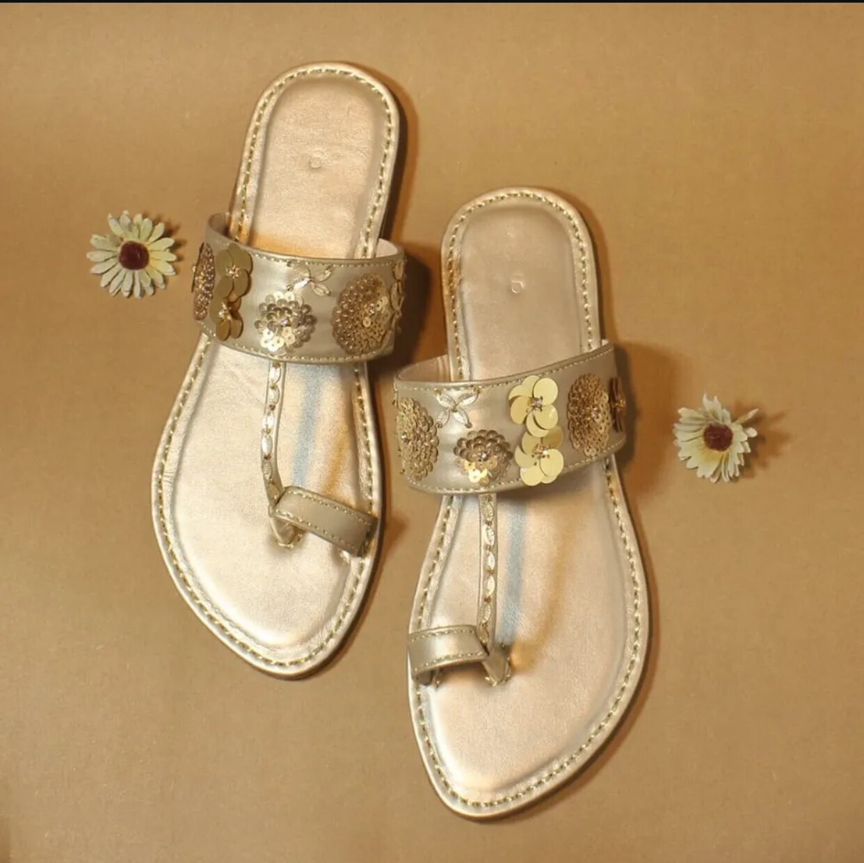 Golden Blossom Ladies Chappal - Image 2