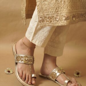 Golden Blossom Ladies Chappal