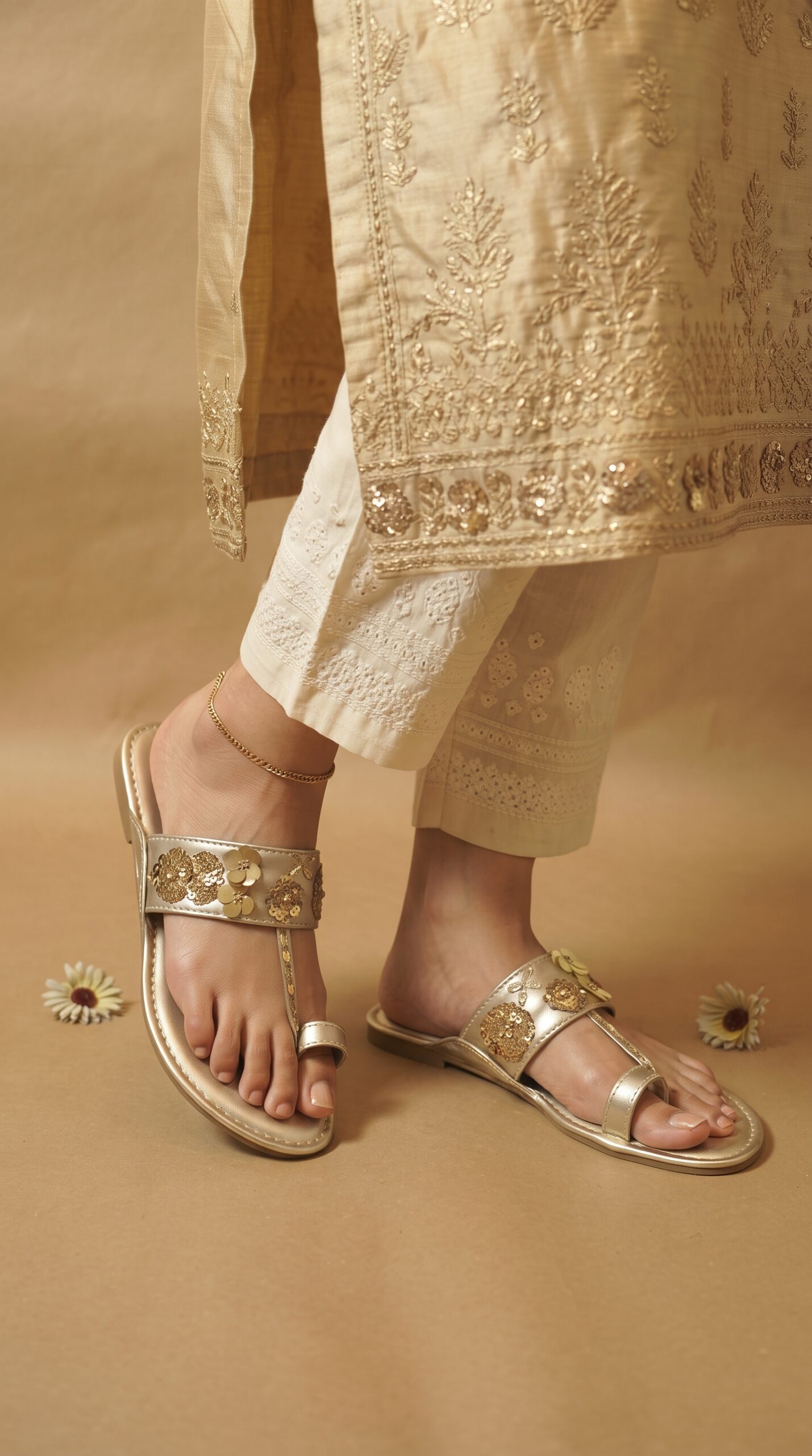 Golden Blossom Ladies Chappal