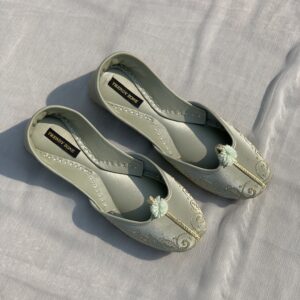 Elegant Mint Green Embroidered Khussa