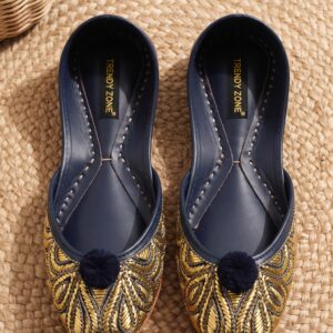 Navy Blue & Golden Embroidered Khuss