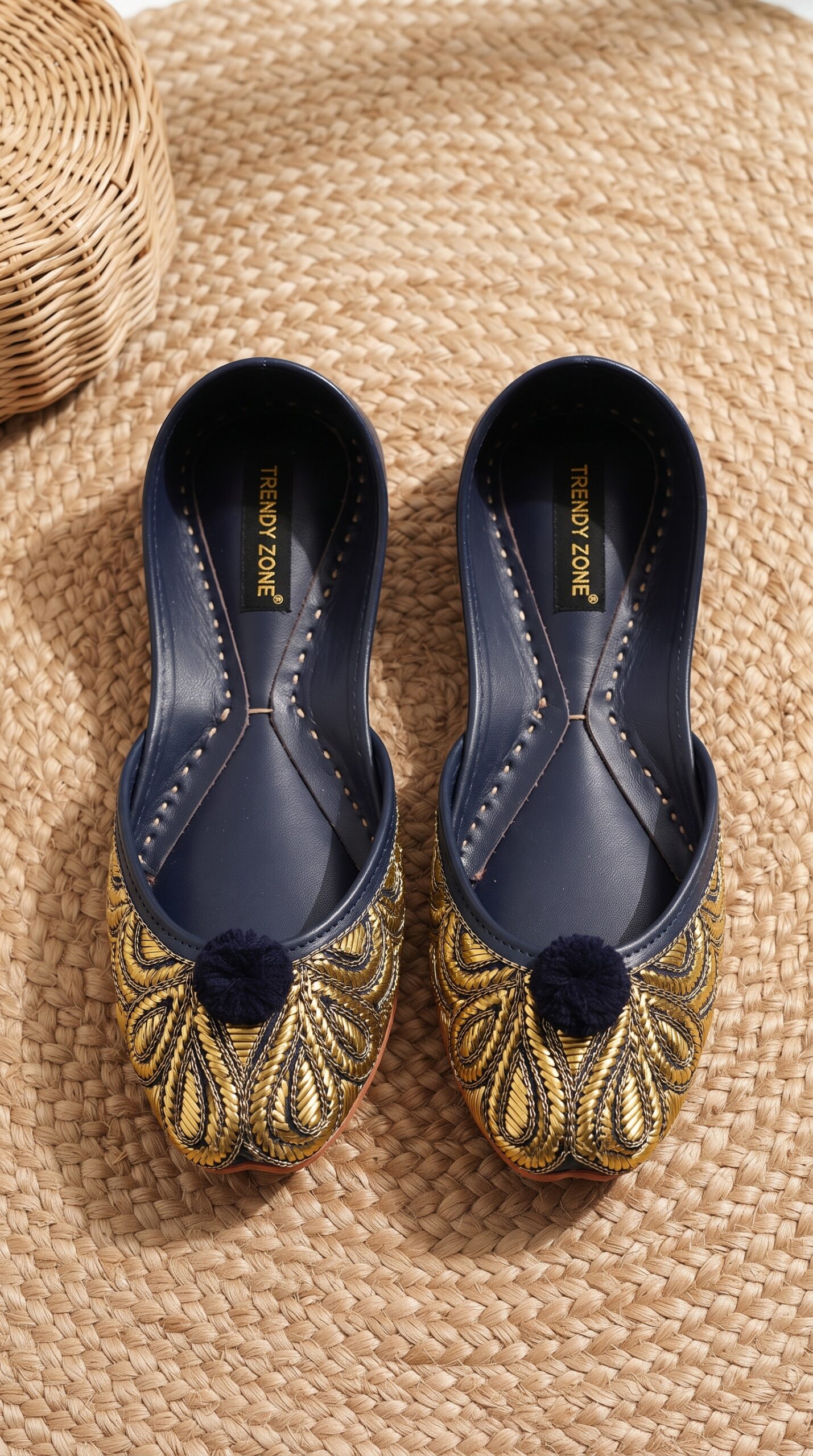Navy Blue & Golden Embroidered Khuss